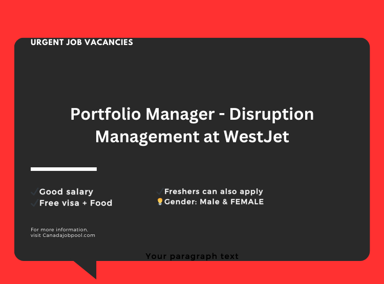 Portfolio Manager - Disruption Management at WestJet